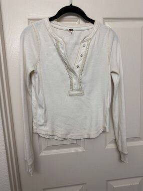 Free people y2k waffle henley top